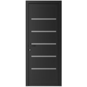 Front Exterior Prehung Metal-Plastic Door | Manux 8415 Matte Black | Office Commercial and Residential Doors Entrance Patio Garage W30" x H80" Right hand Inswing