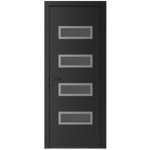 Front Exterior Prehung Metal-Plastic Door | Manux 8113 Matte Black | Office Commercial and Residential Doors Entrance Patio Garage W36" x H80" Right hand Inswing