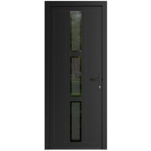 Front Exterior Prehung Metal-Plastic Door Frosted Glass / MANUX 8112 Matte Black / Office Commercial and Residential Doors Entrance Patio Garage 32 x 80 (32" x 80") Left-hand Inswing