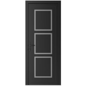 Front Exterior Prehung Metal-Plastic Door | Manux 8661 Matte Black | Office Commercial and Residential Doors Entrance Patio Garage W36" x H80" Right hand Inswing