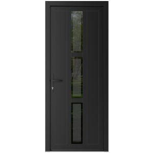 Front Exterior Prehung Metal-Plastic Door Frosted Glass / MANUX 8112 Matte Black / Office Commercial and Residential Doors Entrance Patio Garage 32 x 80 (32" x 80") Right-hand Inswing