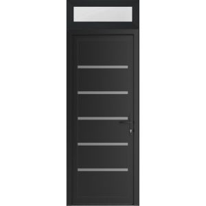 Front Exterior Prehung Metal-Plastic Door | Manux 8415 Matte Black | Top Sidelite Transom | Office Commercial and Residential Doors Entrance Patio Garage 30" x 94" (W30" x H80+14") Left hand Inswing
