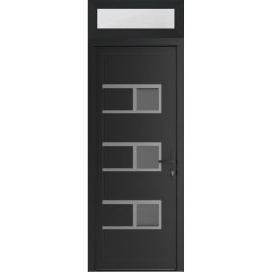 Front Exterior Prehung Metal-Plastic Door | Manux 8933 Matte Black | Top Sidelite Transom | Office Commercial and Residential Doors Entrance Patio Garage 36" x 94" (W36" x H80+14") Left hand Inswing