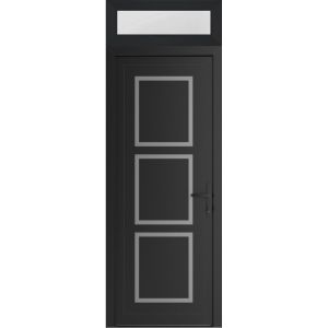 Front Exterior Prehung Metal-Plastic Door | Manux 8661 Matte Black | Top Sidelite Transom | Office Commercial and Residential Doors Entrance Patio Garage 36" x 94" (W36" x H80+14") Left hand Inswing