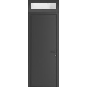 Front Exterior Prehung Metal-Plastic Door | Manux 8111 Antracite Grey | Top Sidelite Transom | Office Commercial and Residential Doors Entrance Patio Garage 36" x 94" (W36" x H80+14") Left hand Inswing