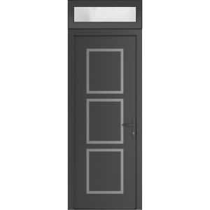 Front Exterior Prehung Metal-Plastic Door | Manux 8661 Antracite Grey | Top Sidelite Transom | Office Commercial and Residential Doors Entrance Patio Garage 36" x 94" (W36" x H80+14") Left hand Inswing