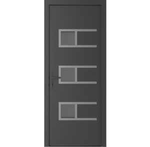 Front Exterior Prehung Metal-Plastic Door | Manux 8933 Antracite Grey | Office Commercial and Residential Doors Entrance Patio Garage W30" x H80" Right hand Inswing