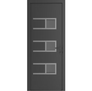 Front Exterior Prehung Metal-Plastic Door | Manux 8933 Antracite Grey | Office Commercial and Residential Doors Entrance Patio Garage W30" x H80" Left hand Inswing