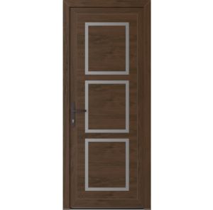 Front Exterior Prehung Metal-Plastic Door | Manux 8661 Walnut | Office Commercial and Residential Doors Entrance Patio Garage W36" x H80" Right hand Inswing