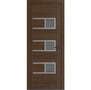 Front Exterior Prehung Metal-Plastic Door | Manux 8933 Walnut | Office Commercial and Residential Doors Entrance Patio Garage W30" x H80" Left hand Inswing