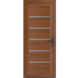Front Exterior Prehung Metal-Plastic Door | Manux 8415 Walnut | Office Commercial and Residential Doors Entrance Patio Garage W30" x H80" Left hand Inswing