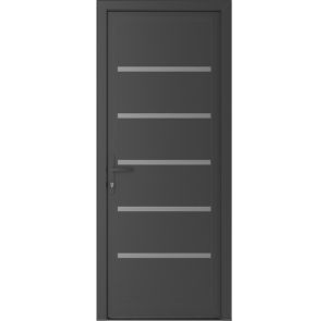 Front Exterior Prehung Metal-Plastic Door | Manux 8415 Antracite Grey | Office Commercial and Residential Doors Entrance Patio Garage W30" x H80" Right hand Inswing
