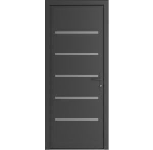 Front Exterior Prehung Metal-Plastic Door | Manux 8415 Antracite Grey | Office Commercial and Residential Doors Entrance Patio Garage W30" x H80" Left hand Inswing