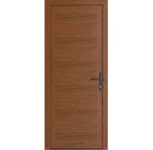 Front Exterior Prehung Metal-Plastic Door | Manux 8111 Walnut | Office Commercial and Residential Doors Entrance Patio Garage W36" x H80" Left hand Inswing