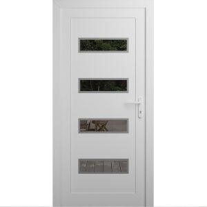 Front Exterior Prehung Metal-Plastic Door | Manux 8113 White Silk | Office Commercial and Residential Doors Entrance Patio Garage W32" x H80" Left hand Inswing