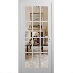 Front Exterior Prehung Metal-Plastic Door Clear Glass / MANUX 8355 White Silk / Office Commercial and Residential Doors Entrance Patio Garage 36" x 80" Left-Hand Inswing