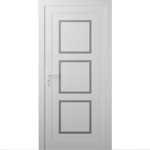 Front Exterior Prehung Metal-Plastic Door | Manux 8661 White Silk | Office Commercial and Residential Doors Entrance Patio Garage W36" x H80" Right hand Inswing