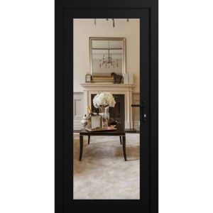 Front Exterior Prehung Metal-Plastic Door Clear Glass / MANUX 8666 Matte Black / Office Commercial and Residential Doors Entrance Patio Garage 30 x 80 (30" x 80")Left-hand Inswing