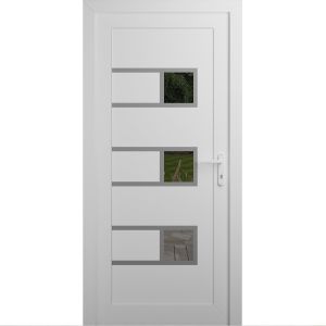 Front Exterior Prehung Metal-Plastic Door | Manux 8933 White Silk | Office Commercial and Residential Doors Entrance Patio Garage W30" x H80" Left hand Inswing
