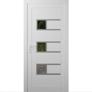 Front Exterior Prehung Metal-Plastic Door | Manux 8933 White Silk | Office Commercial and Residential Doors Entrance Patio Garage W30" x H80" Right hand Inswing