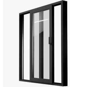 Patio Exterior Metal-Plastic Sliding Doors / Patio 8177 Matte Black 64" x 80" Right active door / Tempered Clear Glass Bypass Door