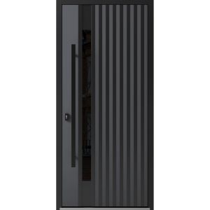 Front Exterior Prehung Steel Door / Ronex 0144 Grey / Entry Metal Modern Painted W36" x H80" Right hand Inswing
