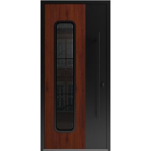 Front Exterior Aluminum Door / Ronex 0511 Bronze Oak / Prehung Entry Steel Metal Modern Painted W36"xH80" Right-hand Inswing