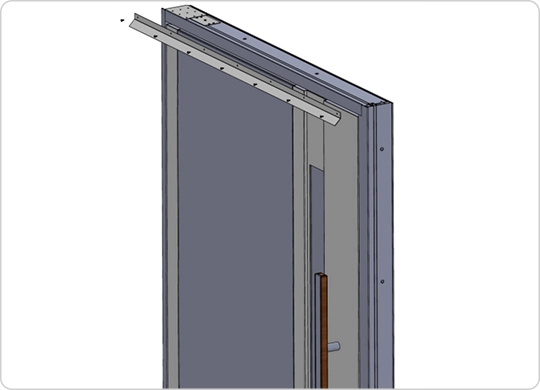 Canopy profile fastened on top of the door unit