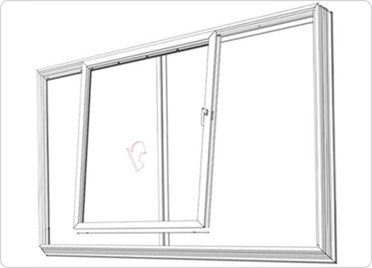 Two-panel configuration in the assembled frame